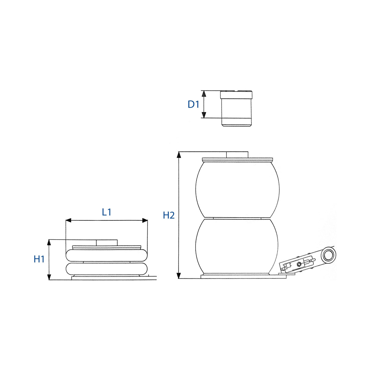 KING TONY Profi-Werkzeuge - Lufthydraulischer Wagenheber, 2 Tonnen - 2 Stufen Höhe: 132-326mm 9TYN24302AB