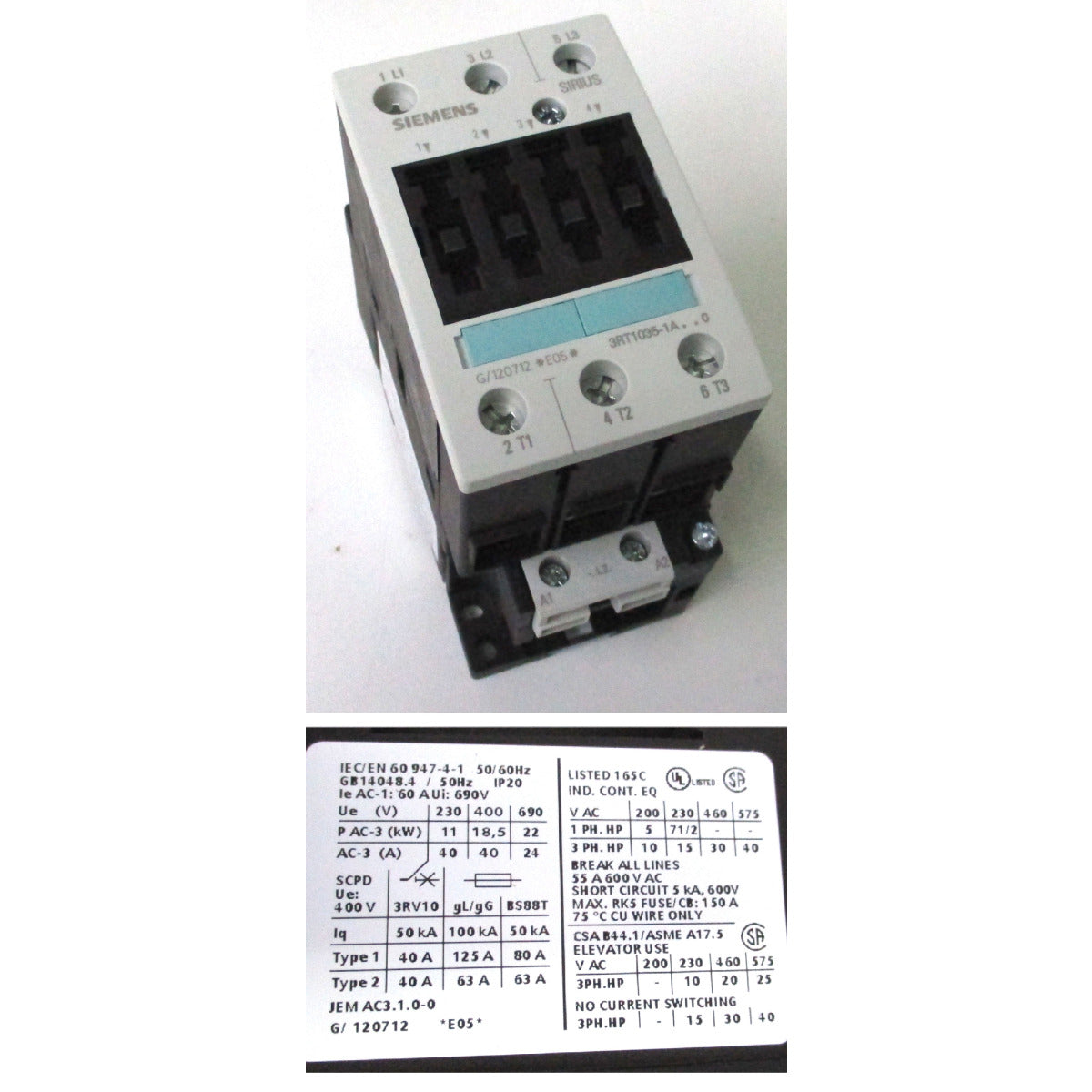 Aircraft Schütz 3RT1035-1AL20 SIEMENS #005396000 - Art. 0005396000