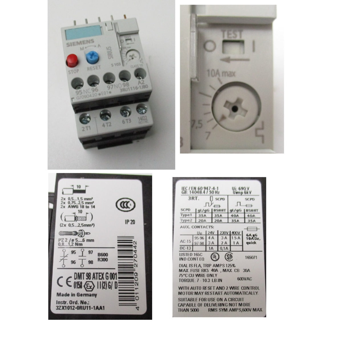 Aircraft Thermisches Relais 3RU1116-1JB #008275000 - Art. 0008275000