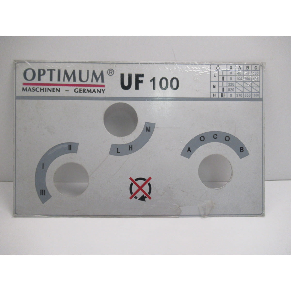 OPTIMUM Label UF100/DPA/MT100, Version 1 SM-033361002526