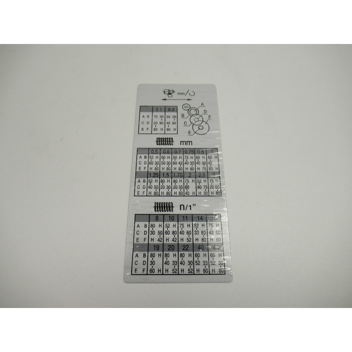 OPTIMUM Gewindeschneidtabelle D180/TU2004V – Variante 1 SM-03420301147