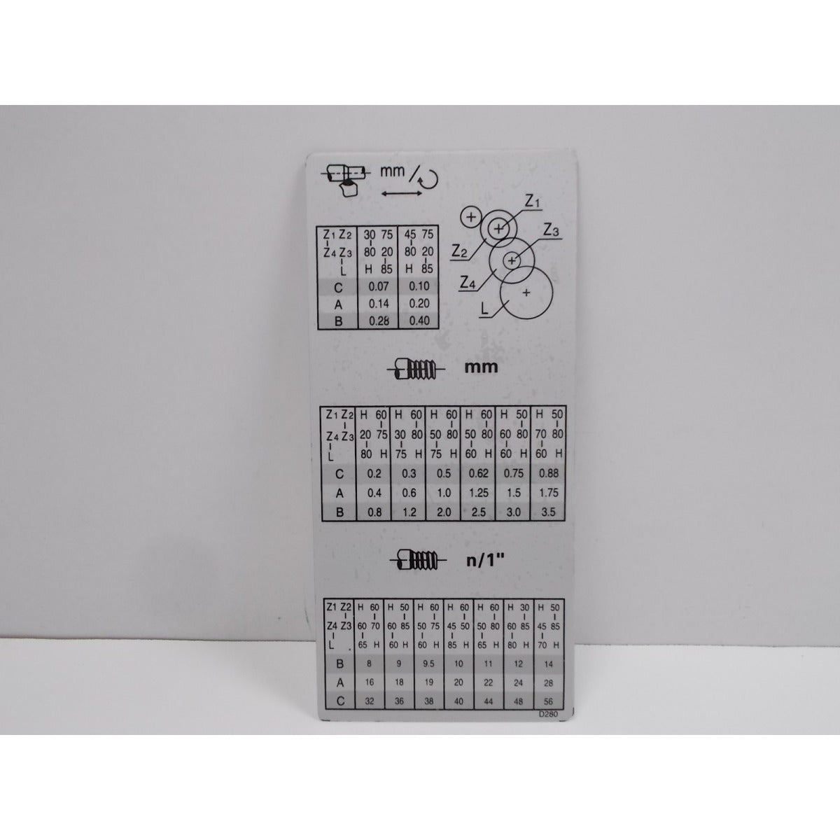 OPTIMUM Gewindetabelle D280/TU2807/VB SM-03427001L08