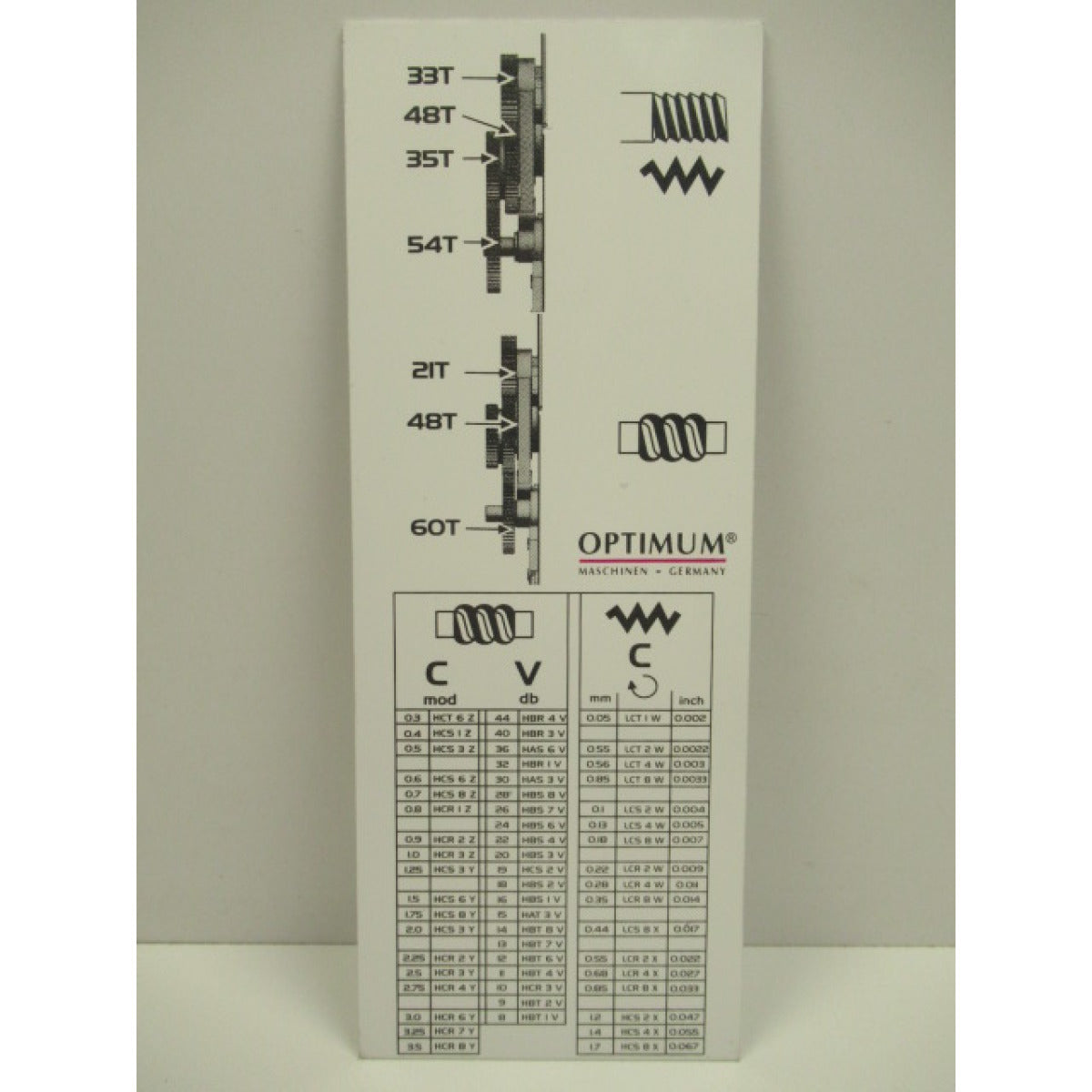 OPTIMUM Label TH4210/D/TH4215/D – Variante 2 SM-03462050L03