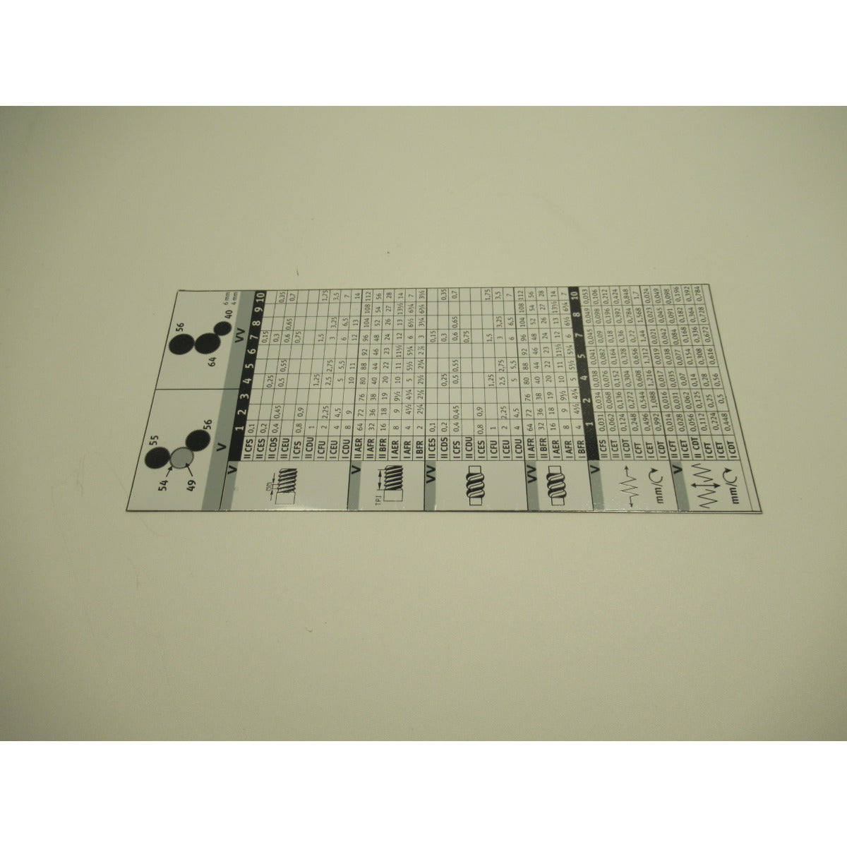 OPTIMUM Gewindeschneidtabelle SM-03462110L05