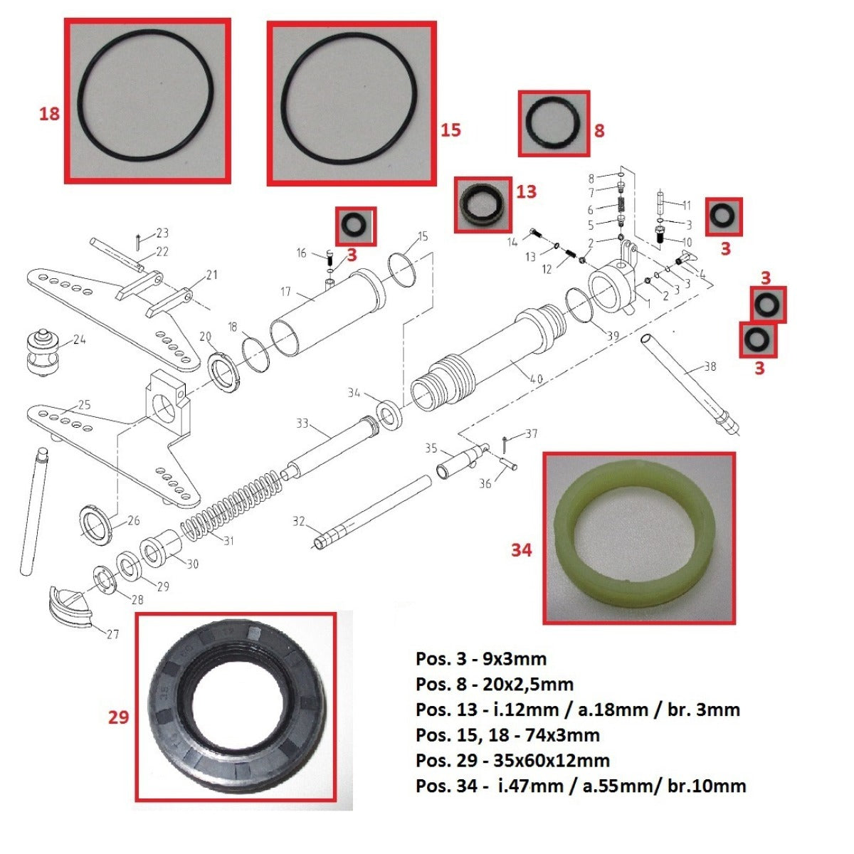 Metallkraft Dichtungssatz HRB 10 für Hydraulikzylinder - Art. 0377701001GS