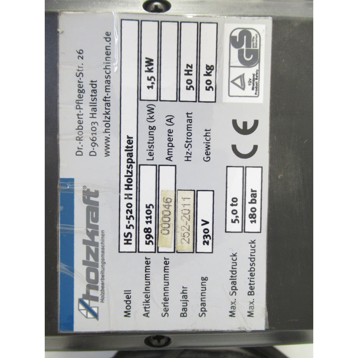 Holzkraft Motor HS 5-520H / 230V kpl. mit Schalter - Art. 0598110544