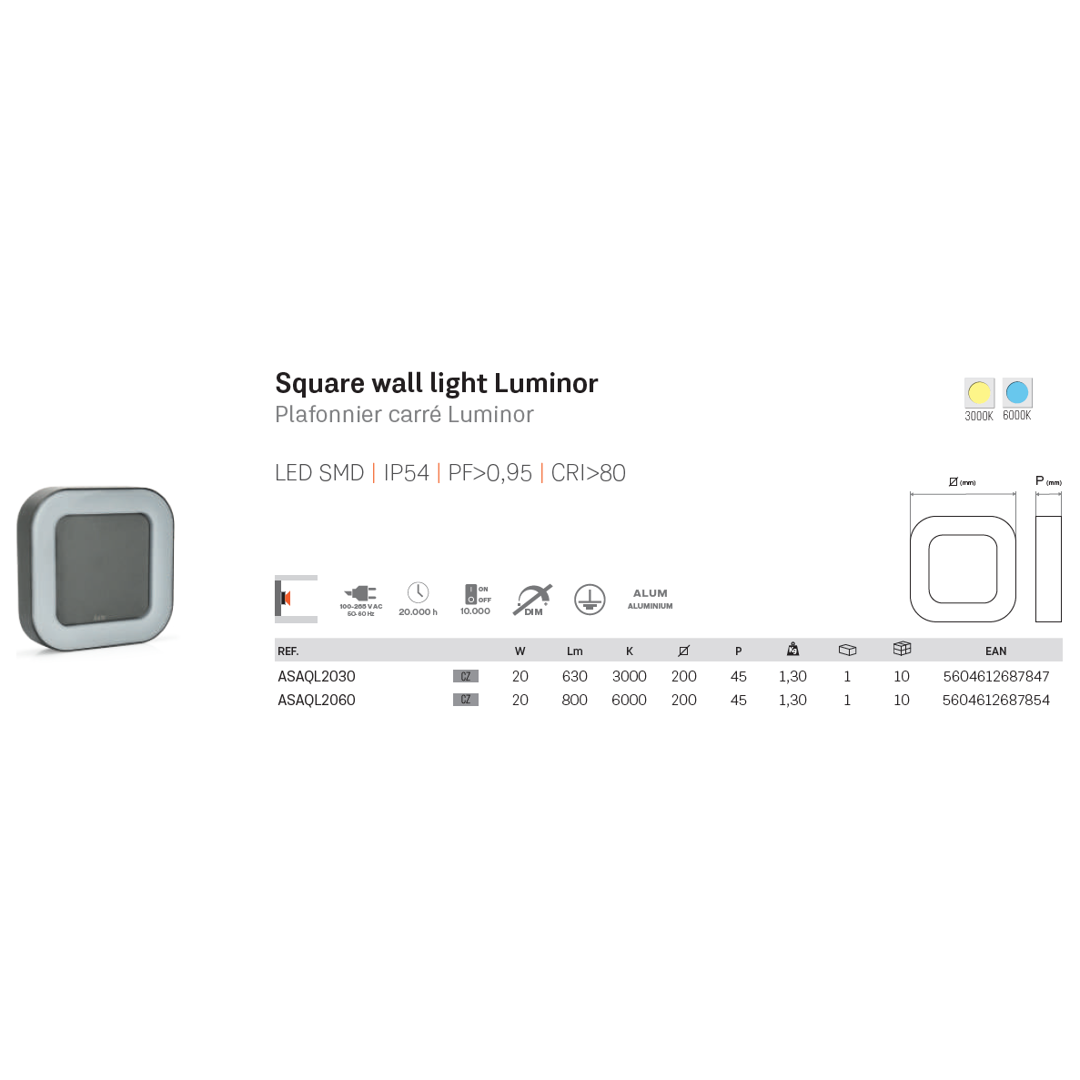 ASLO 20W 6000K IP54 LED-Außenwandleuchte, stylische  Design LED Outdoor Aussenleuchte