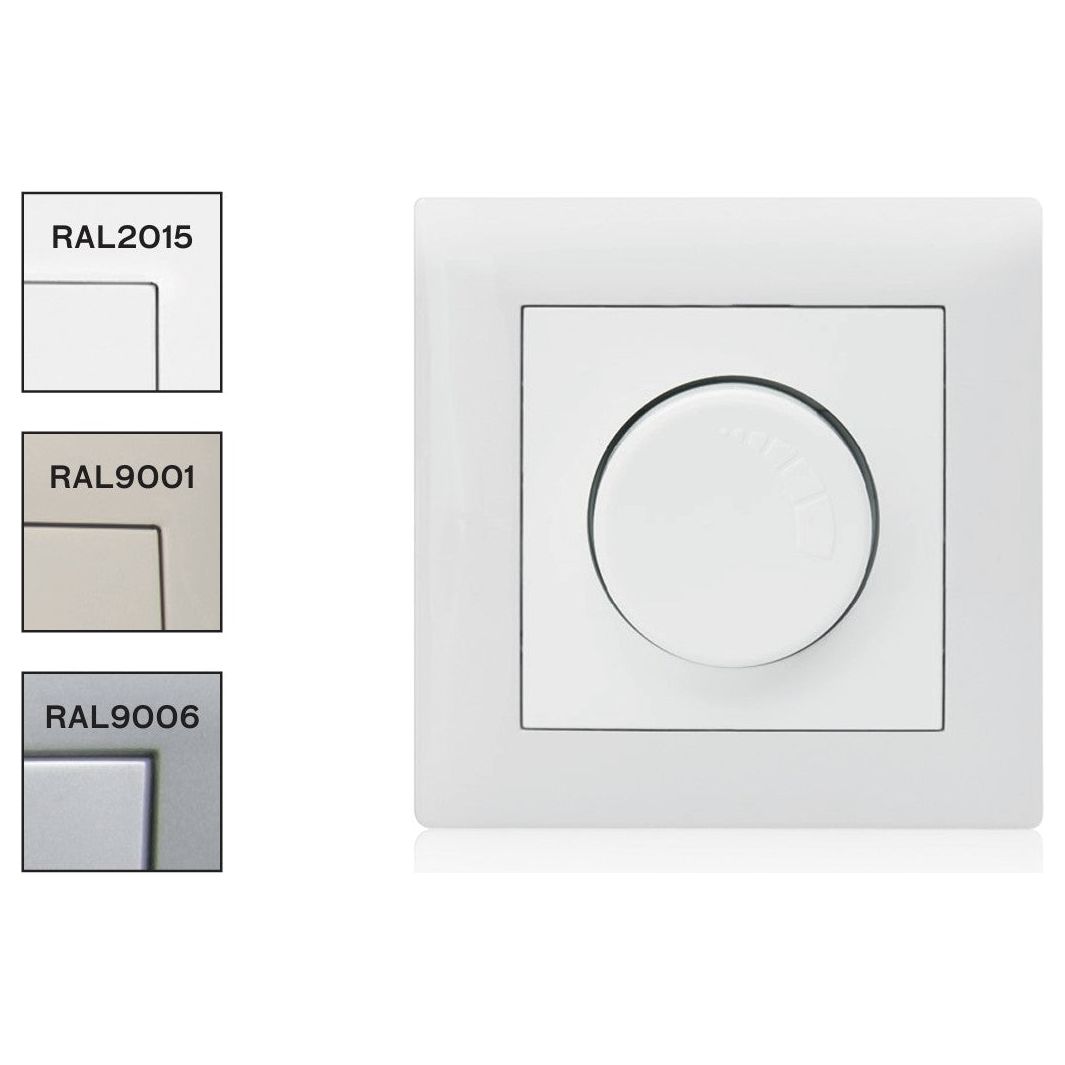 ASLO Phasenanschnittdimmer Drehdimmer 230V, 600 W CE/RoHS - Dimmer komplett Set RAL 9006 ALU - 8 Stück - 17,95€/Stk.
