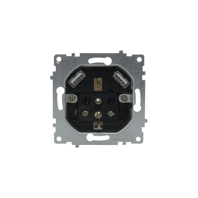 ASLO Schuko Steckdoseneinsatz 2P+E / 2 x USB Doppelte USB-Steckdose - 10 Stück - ASM202023 - 14,95€/Stk.