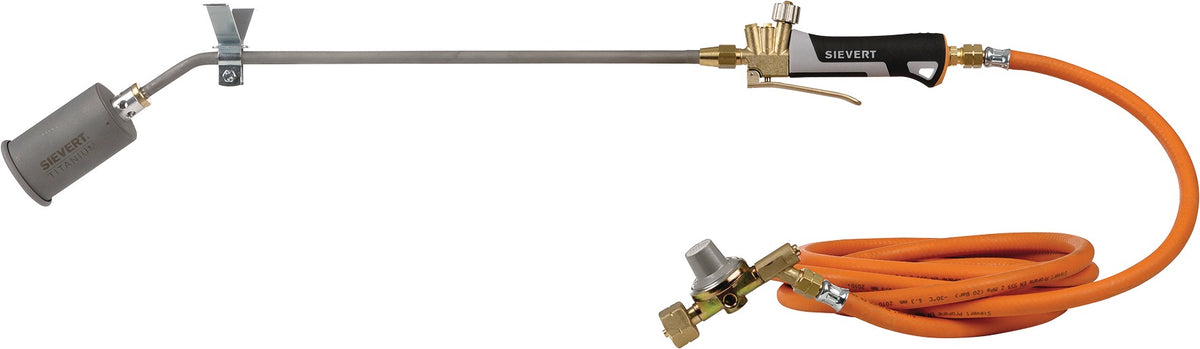 SIEVERT Propananwärmbrennerset Pro 88 Titanium mit Druckminderer, manuelle Zündung, 5m