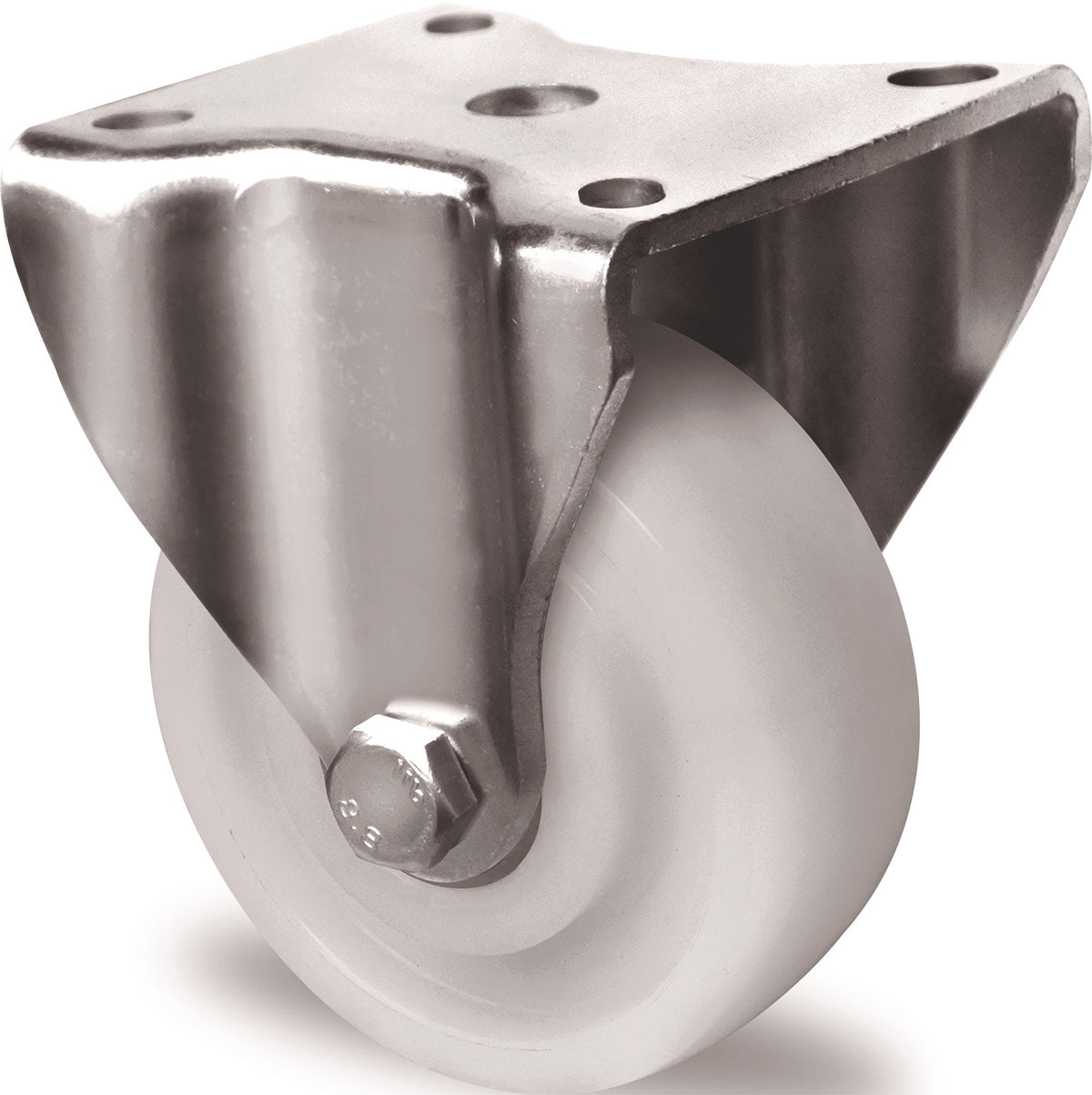 TECWERK Schwerlast-Bockrolle 75 mm, 300 kg, Polyamid weiß, Anschraubplatte 100x88 mm