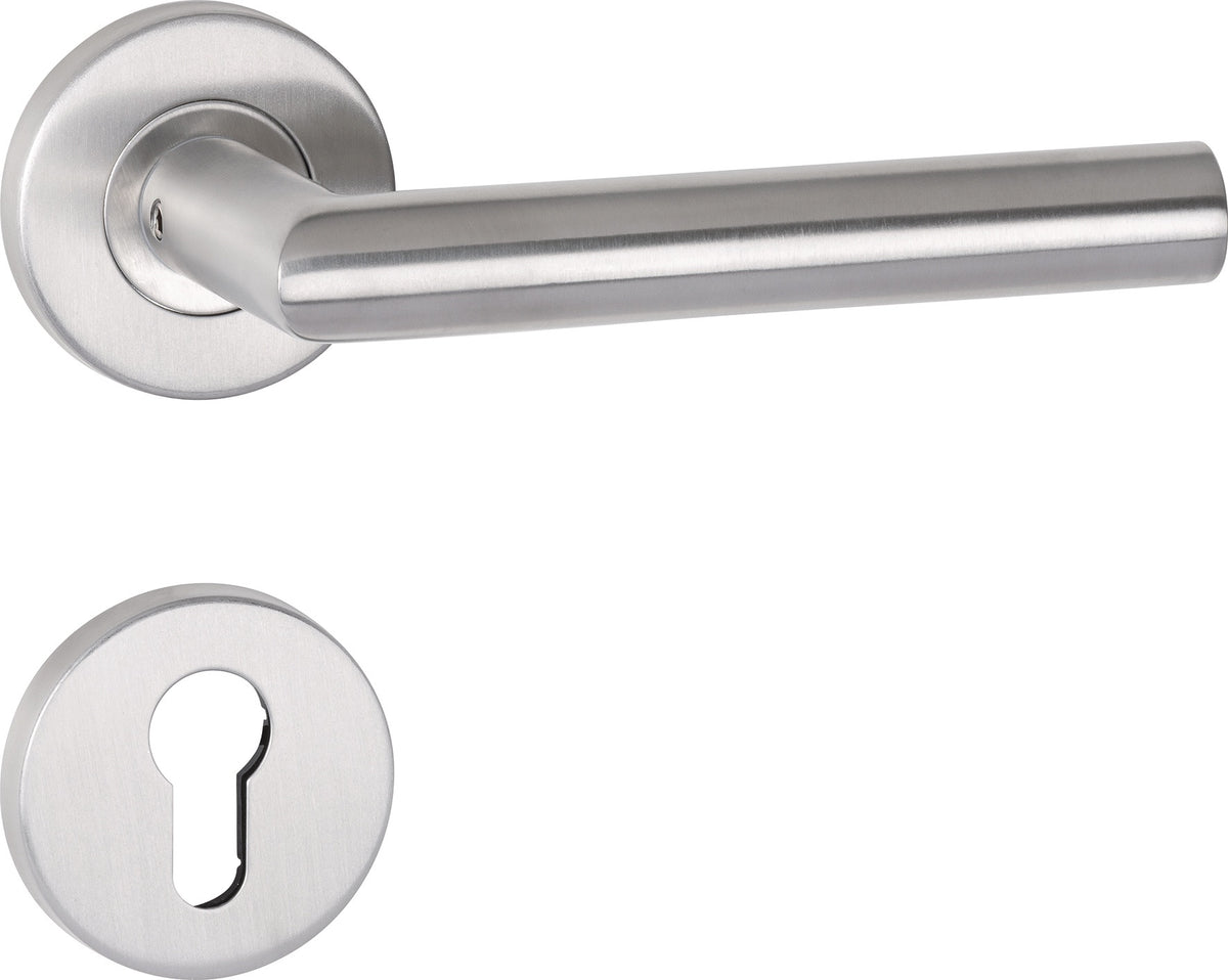 TECWERK Rosettengarnitur NW-401-1 Edelstahl U-Form PZ DIN L/R – fest/drehbar, Profilstift