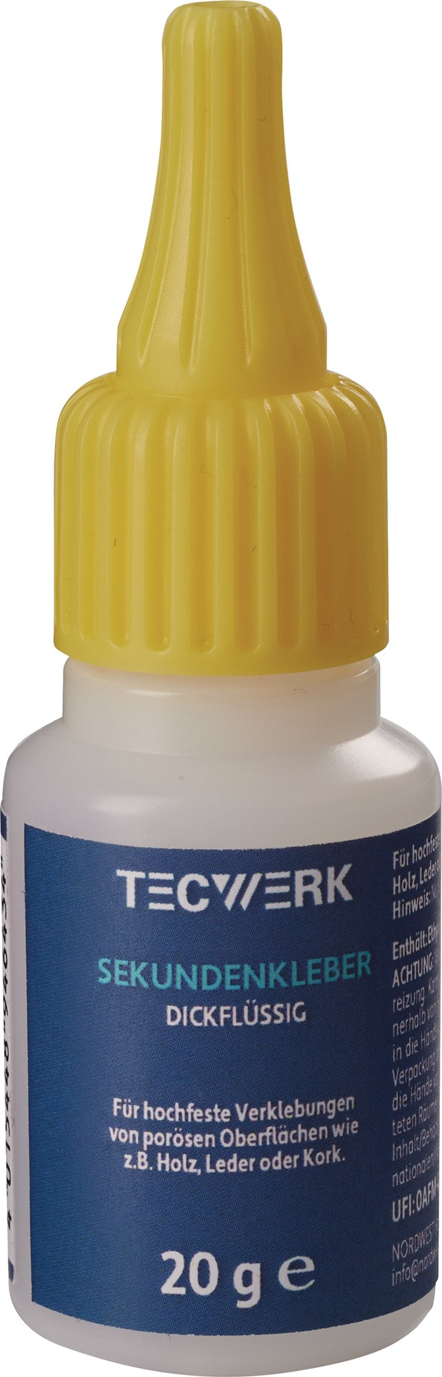 TECWERK Sekundenkleber dickflüssig 20g farblos – 10er Pack für poröse Flächen und Spaltfüllung