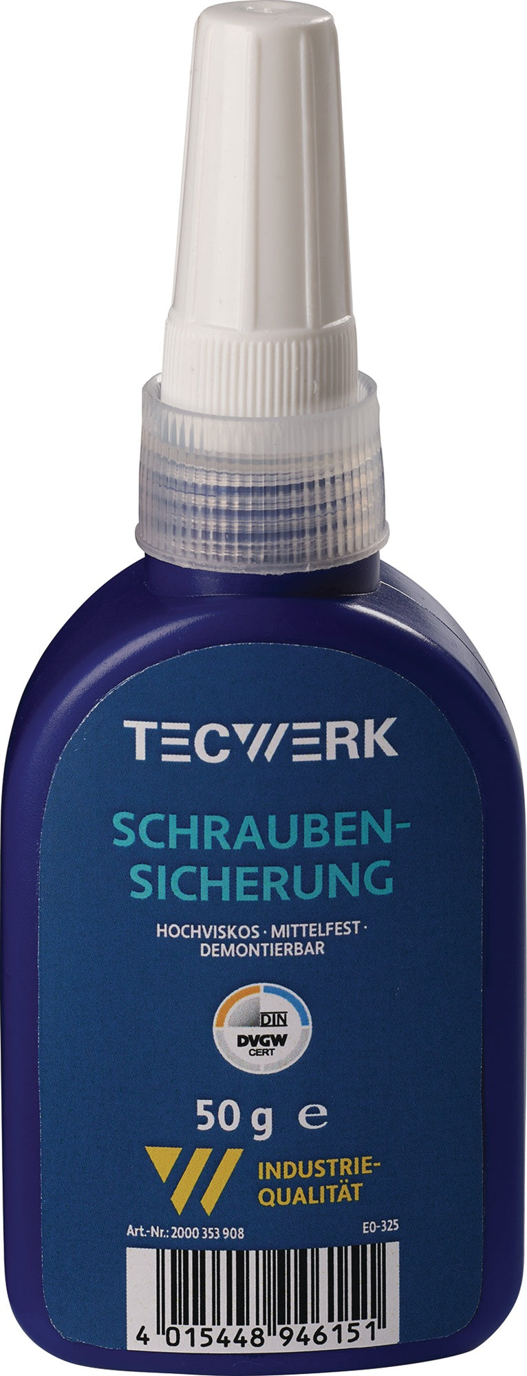 TECWERK Schraubensicherung 50 g mittelfest hochviskos dunkelblau DVGW – 10 Stück