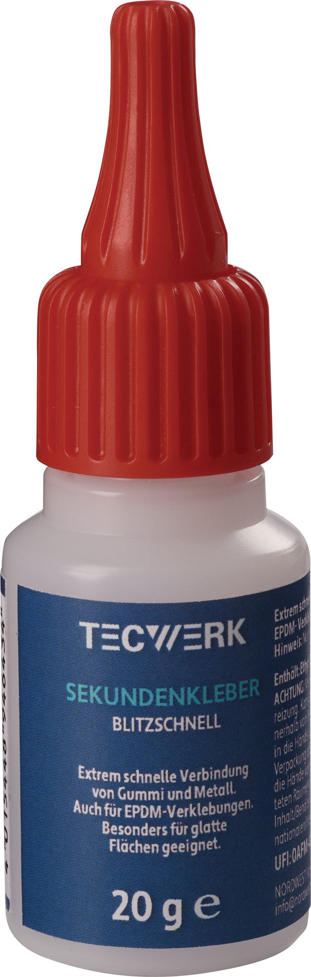 TECWERK Sekundenkleber blitzschnell 20g farblos Flasche – 10er Pack Cyanacrylat