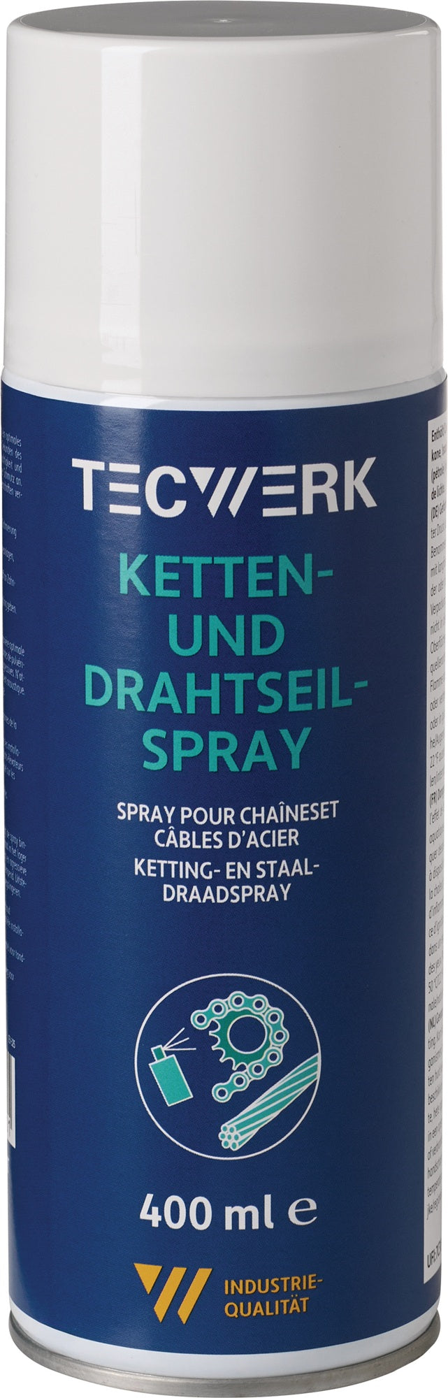 TECWERK Ketten-/Drahtseilspray gelblich 400 ml – PTFE-Spray für Industrieketten, Aufzüge & Gabelstapler