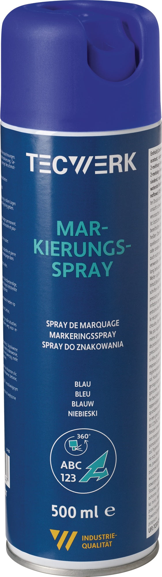 TECWERK Markierungsspray Rot 500 ml – 12er-Pack, Acrylharz, 360°-Ventil, frostsicher