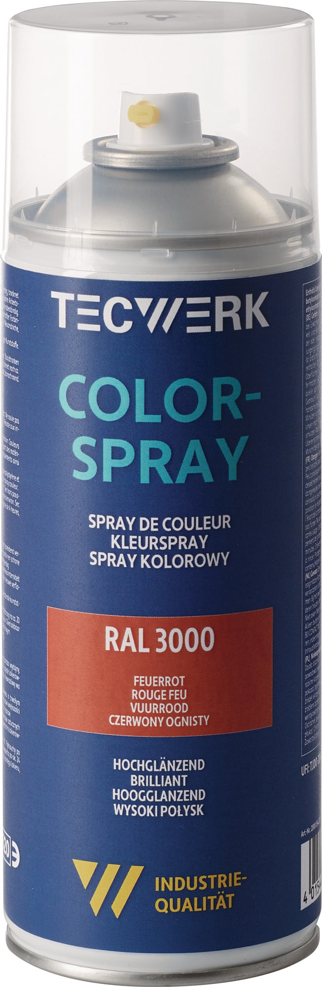 TECWERK Colorspray feuerrot seidenmatt RAL 3000 400ml Spraydose – 6 Stück