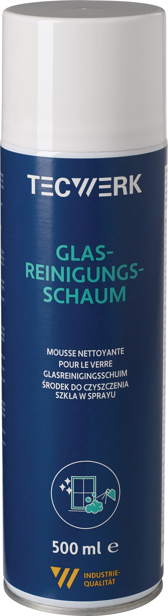 TECWERK Glasreinigungsschaum 500 ml Spraydose – 6 Stück, rückstandsfrei für Glas, Keramik & Fliesen