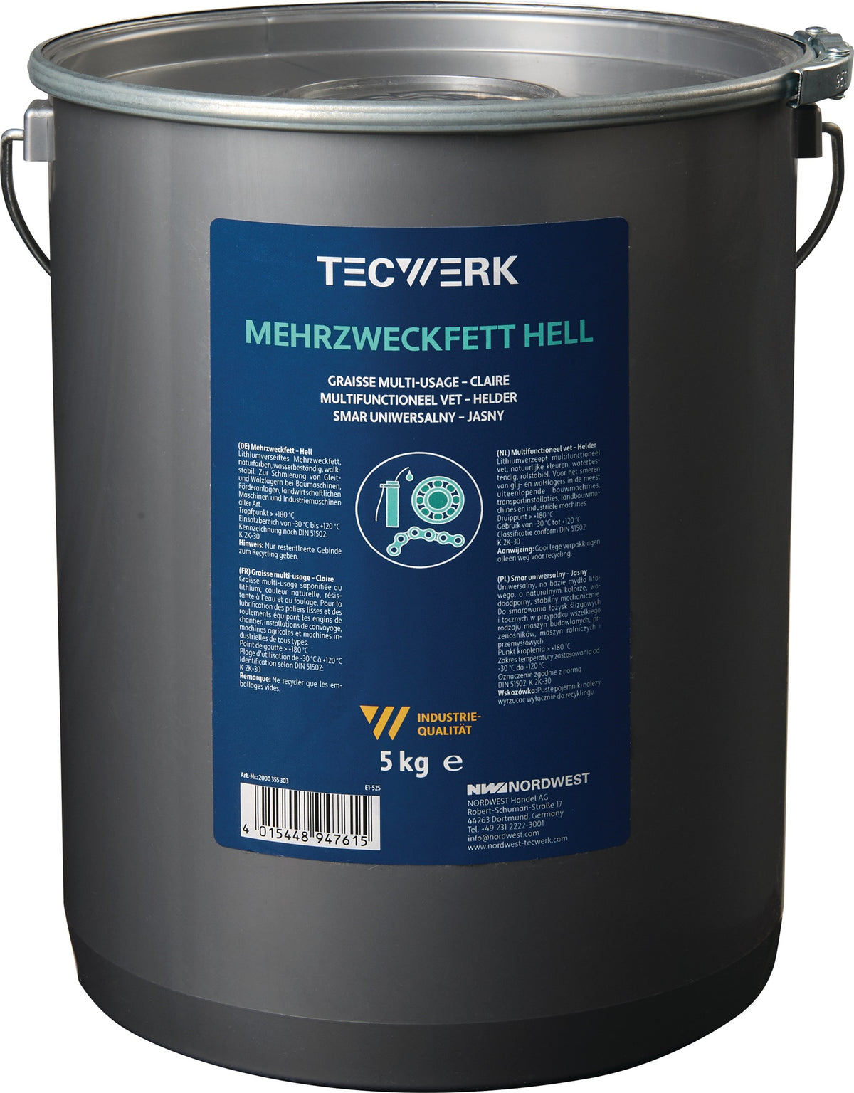 TECWERK Mehrzweckfett 400g hell Kartusche – Lithiumverseiftes Universalfett für Maschinen und Fahrzeuge