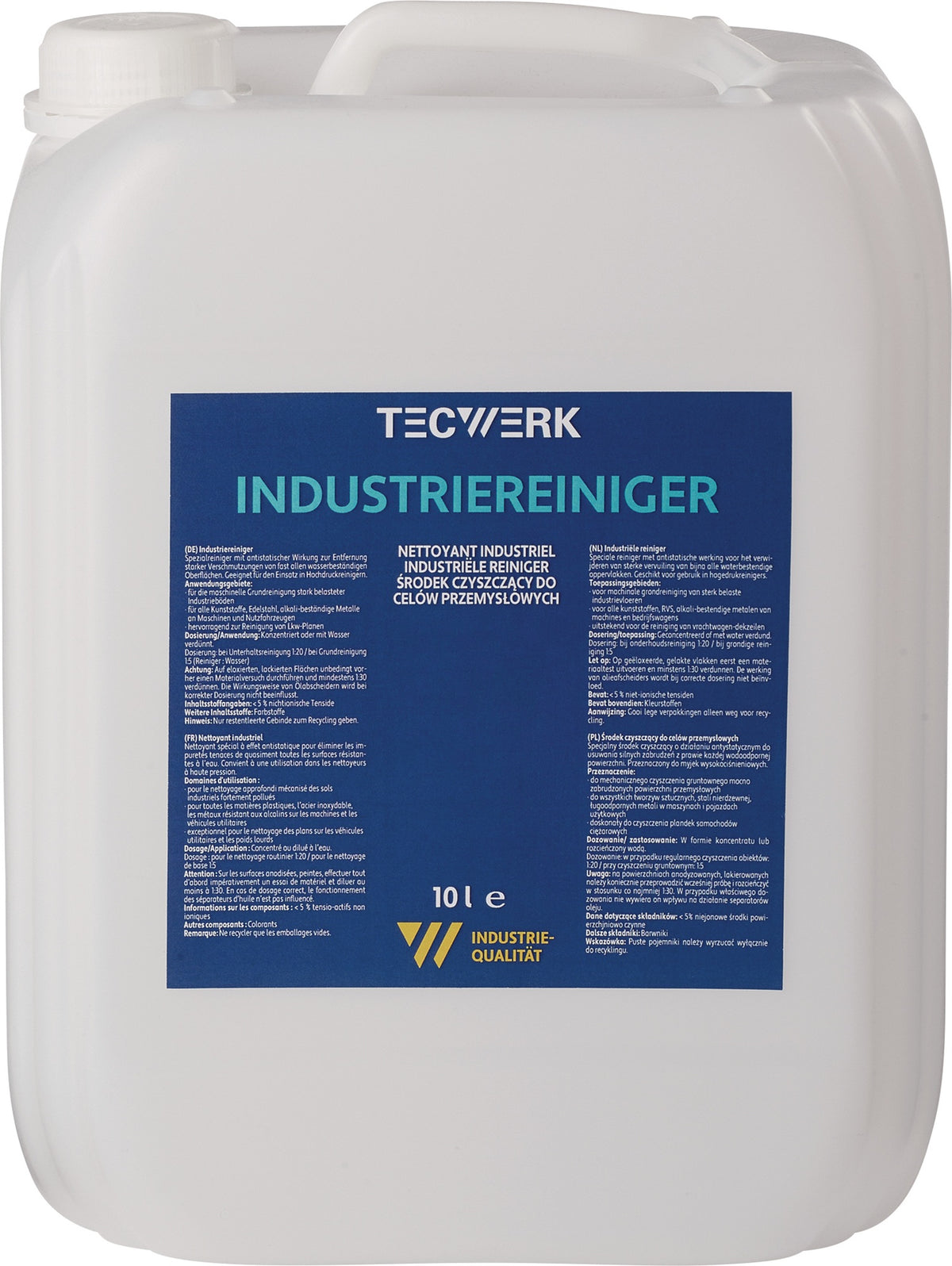 TECWERK Industriereiniger 5l Konzentrat im Kanister für Kunststoff, Edelstahl & Nutzfahrzeuge