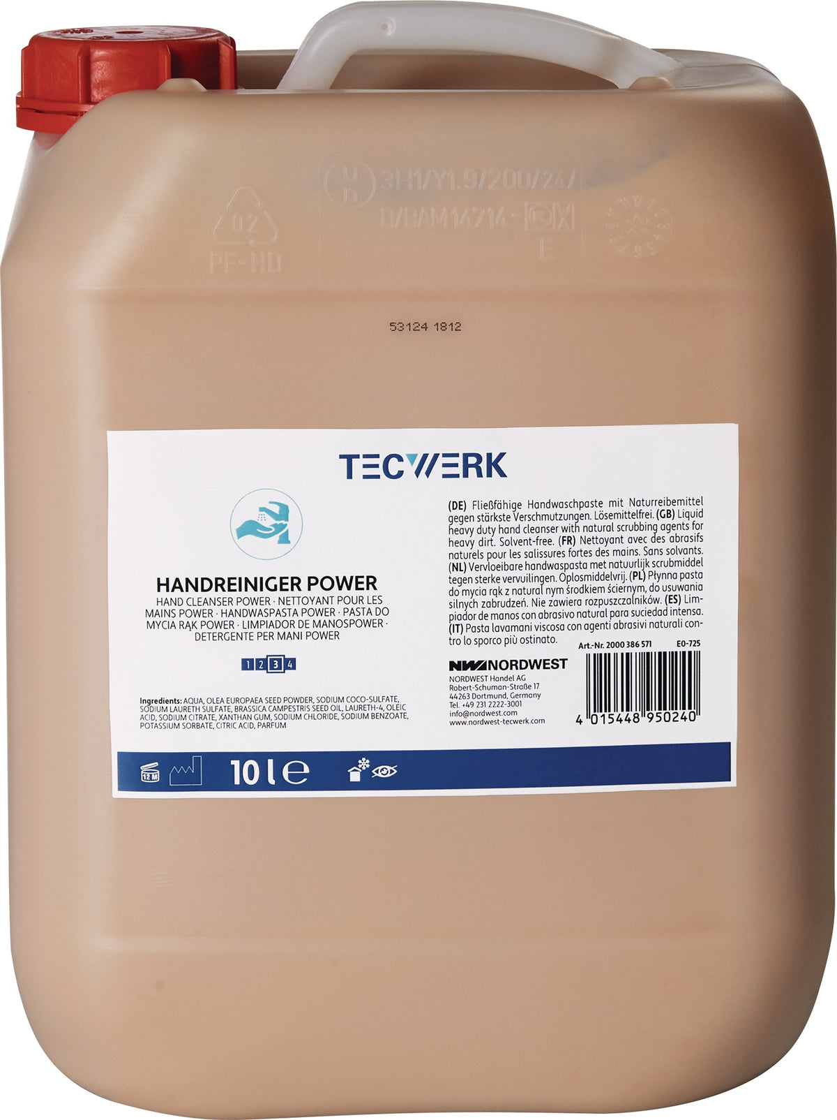 TECWERK Handreiniger Power 500 ml – seifenfrei, lösemittelfrei, parfümiert