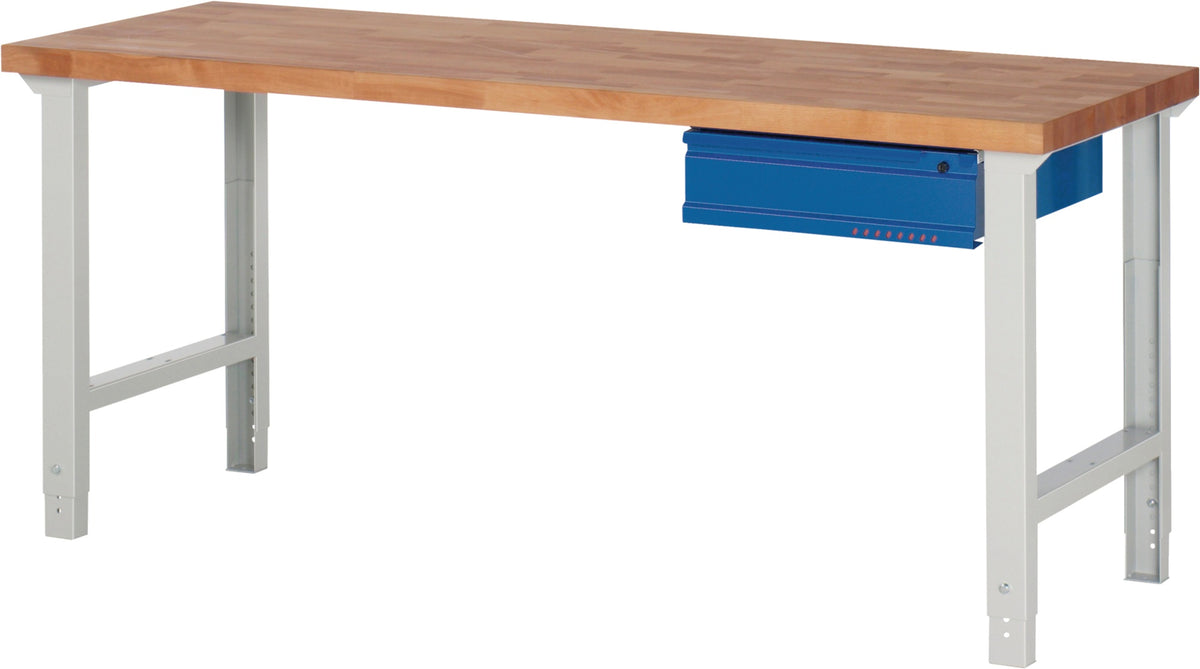 TECWERK Werkbank Serie BK 650, 1500 x 700 mm, Buche massiv, 1 Schublade, 750 kg