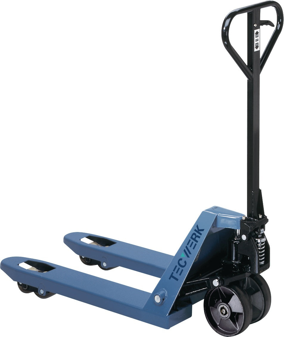 TECWERK Gabelhubwagen 2500 kg Tragkraft, 1150 mm Gabellänge, taubenblau RAL 5014