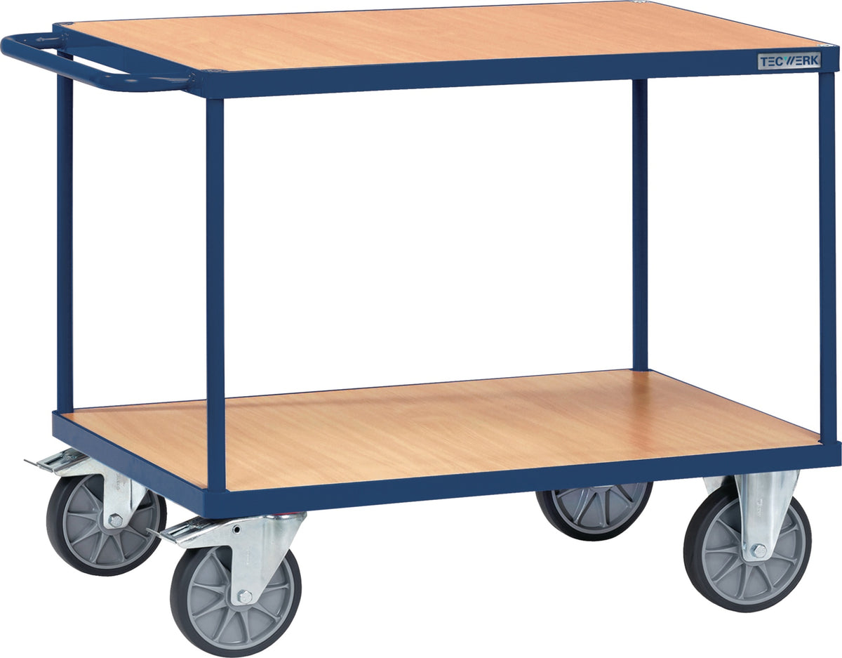 TECWERK Tischwagen 2 Ladeflächen 600x600 mm, 500 kg, saphirblau