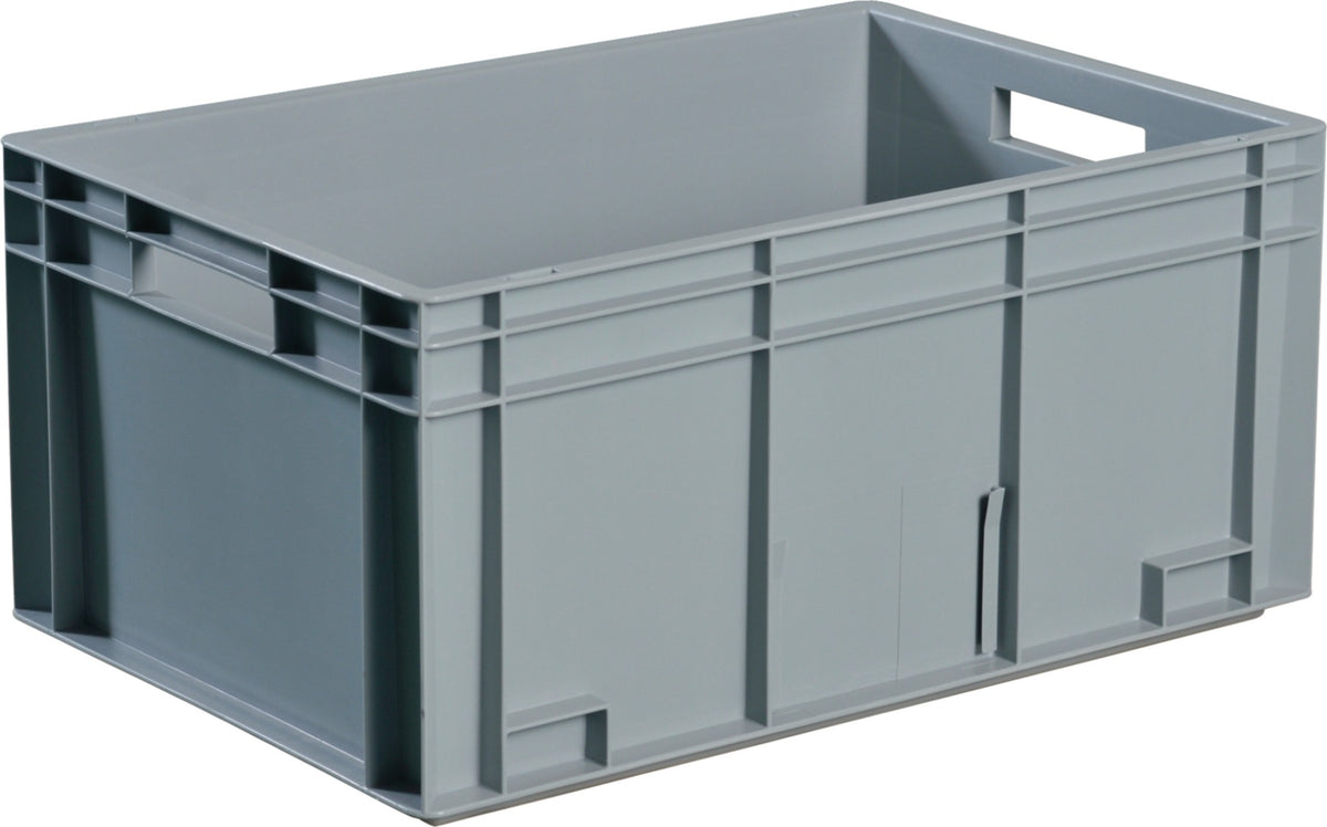 TECWERK Transportbehälter L300xB200xH120mm grau PP Muschelgriff geschlossene Seitenwände