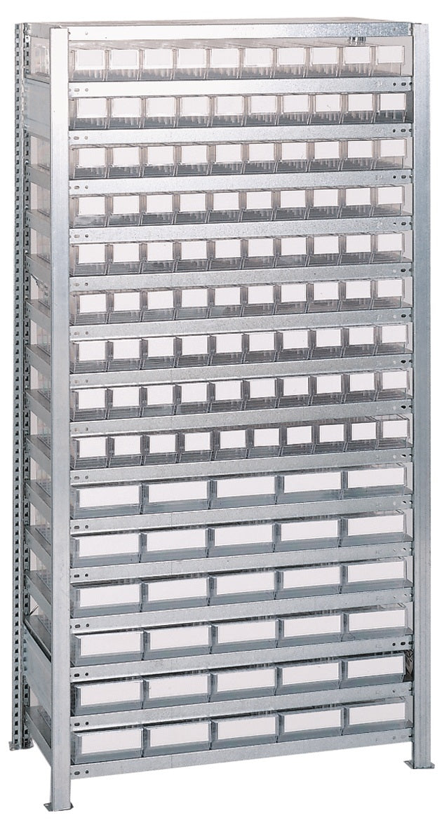 TECWERK Steckregal 2000x1000x400mm Grundregal mit 14 verzinkten Fachböden und Lagerboxen