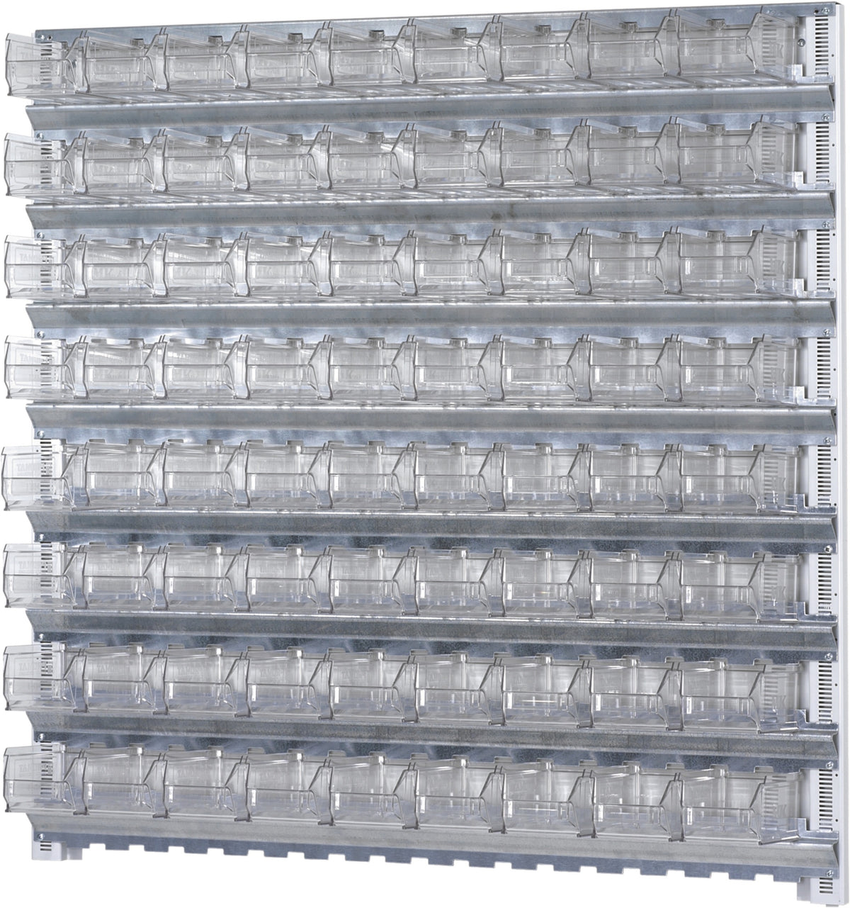 TECWERK Wandsystem 1000x1010 mm Stahl verzinkt mit 57 Sichtlagerkästen MK5/MK4