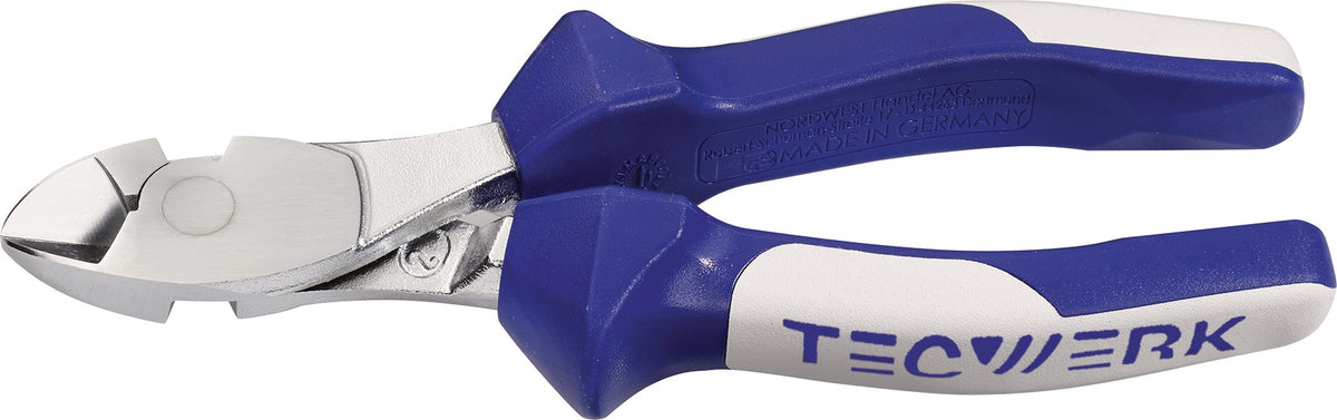 TECWERK Kraftseitenschneider 200 mm verchromt – 20 % Kraftersparnis, Mehrkomponenten-Hüllen