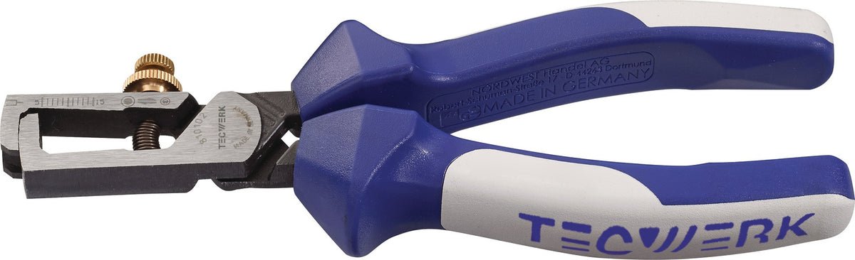 TECWERK Abisolierzange 160 mm verchromt mit Öffnungsfeder und Mehrkomponenten-Hüllen