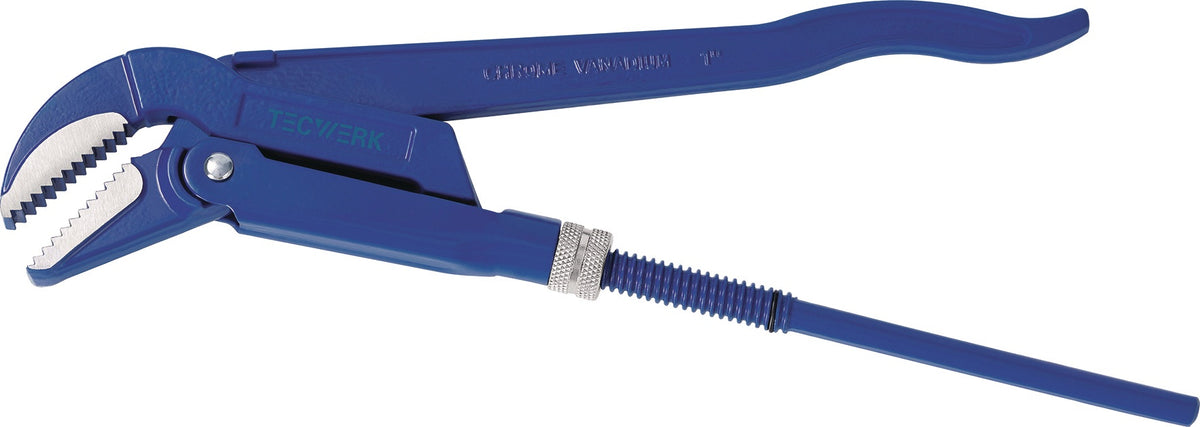 TECWERK Eckrohrzange 320 mm für Rohre bis 1 Zoll – 45° Maulstellung, Chrom-Vanadium-Stahl