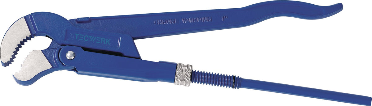 TECWERK Eckrohrzange 330 mm für Rohre bis 1 Zoll – S-Maul, Chrom-Vanadium-Stahl