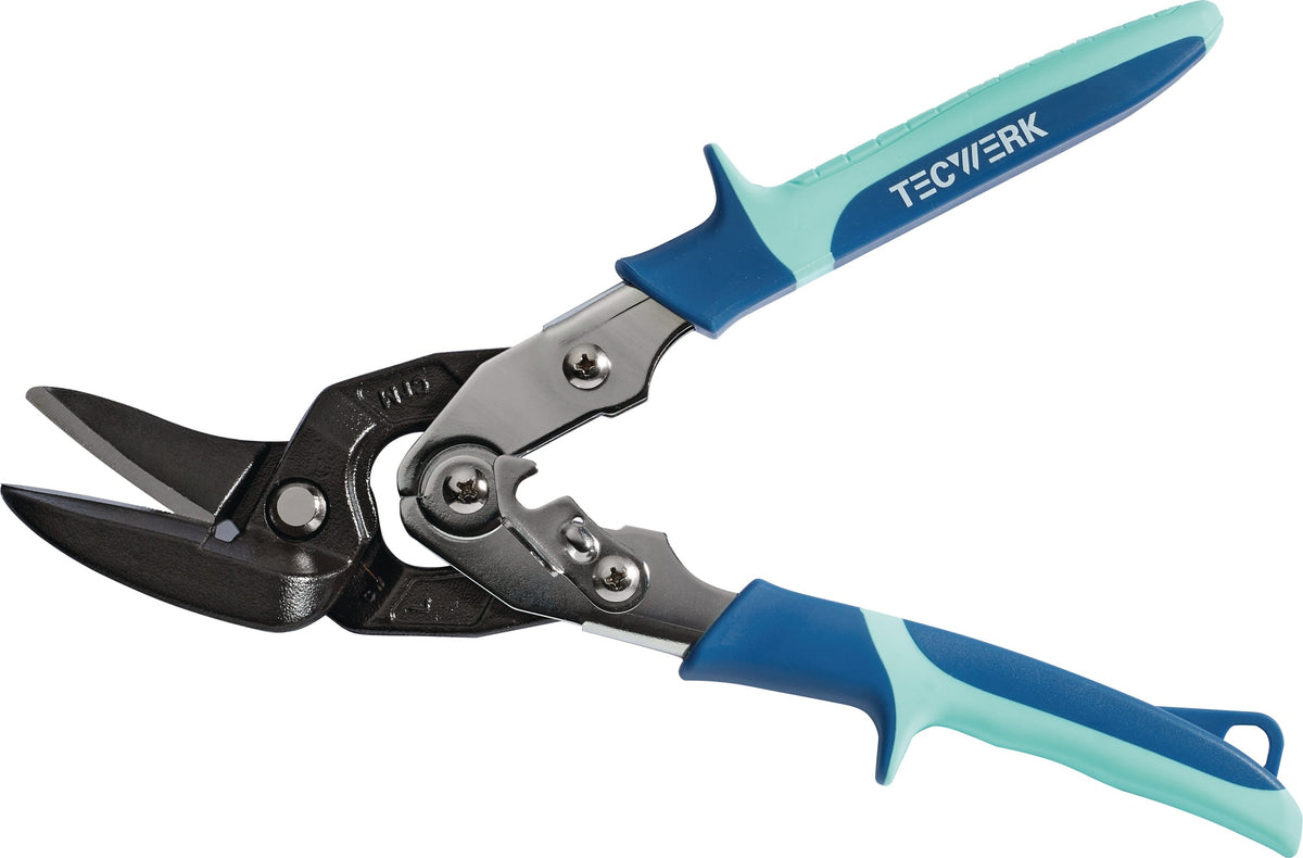 TECWERK Blechschere Stahl max. 1,5 mm, 260 mm, links – für Figuren- und Geradschnitte