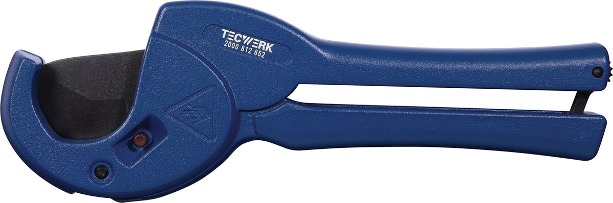 TECWERK Kunststoffrohrschere 0-35 mm für PP/PE/PB/PVDF/MLP/MSR/VPE/CPVC/PVC – Magnesium-Druckguss, Inox-Klinge