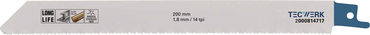 TECWERK Säbelsägeblatt 225 mm Bimetall TPI 10/14 für Metall und Holz mit Nägeln