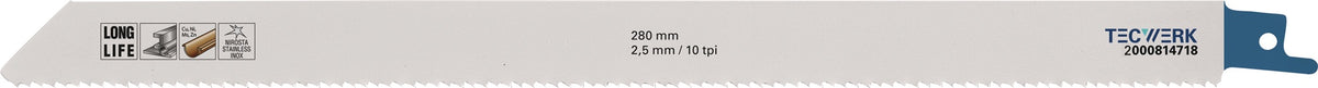 TECWERK Säbelsägeblatt 225 mm Bimetall TPI 10/14 für Metall und Holz mit Nägeln