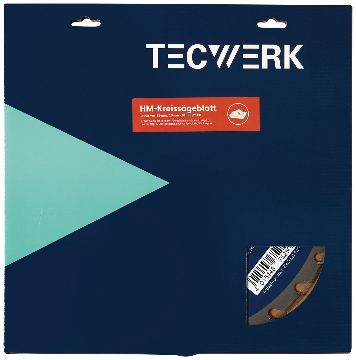 TECWERK Tischkreissägeblatt 400 mm Z28 HB für Bauholz und Nägel