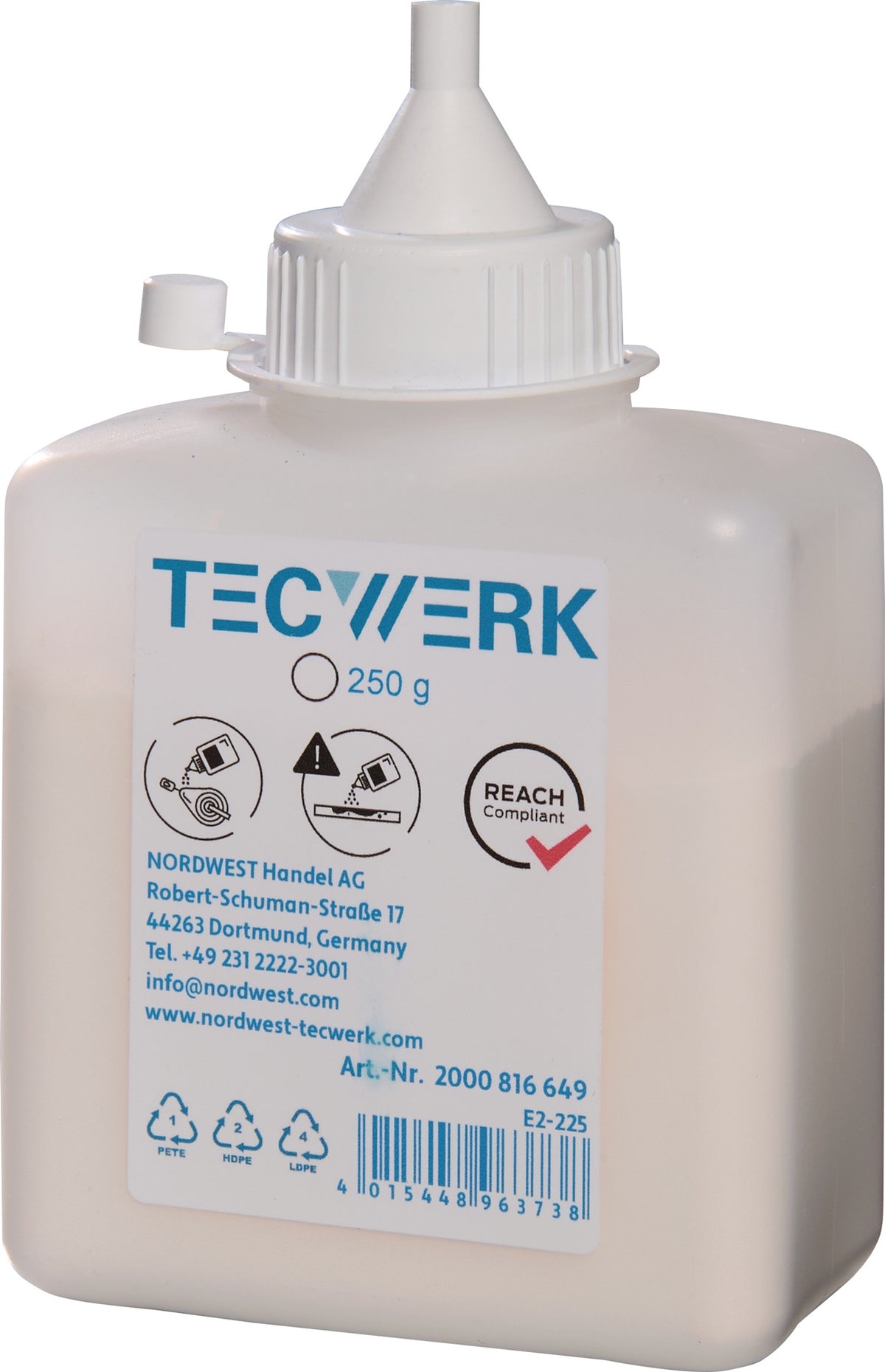 TECWERK Schlagschnurkreide 250g weiß in Kunststoffflasche mit Einfüllstutzen