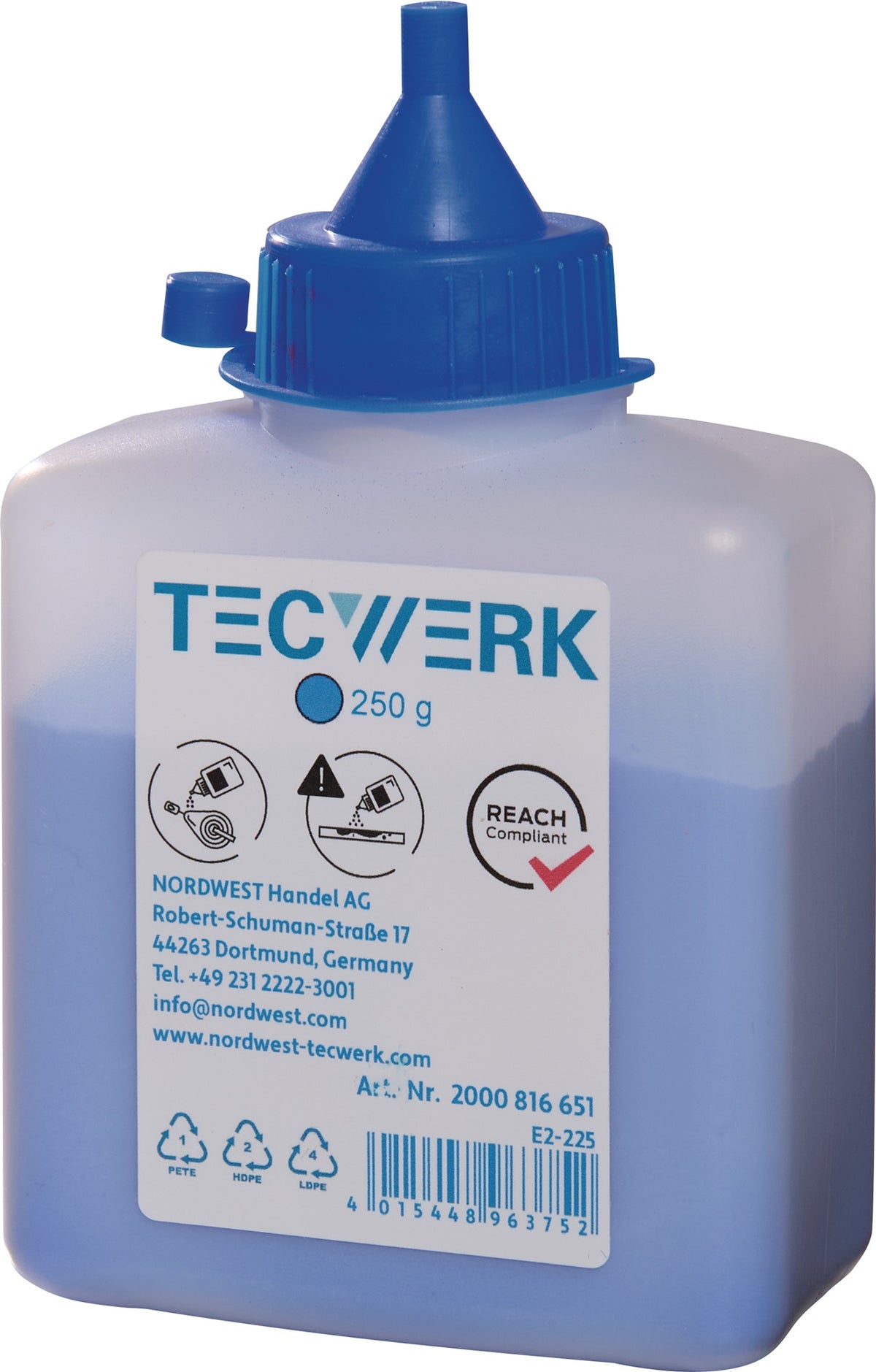 TECWERK Schlagschnurkreide 250g weiß in Kunststoffflasche mit Einfüllstutzen