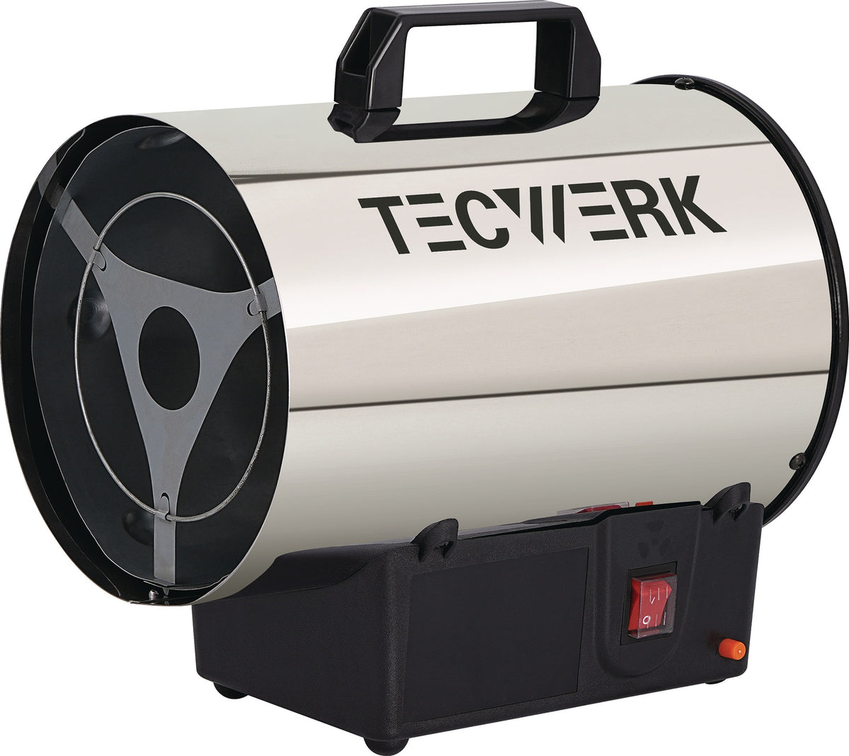 TECWERK Gasheizer 10 kW, 500 m³/h, 28 W – mit Druckminderer & Notabschaltung