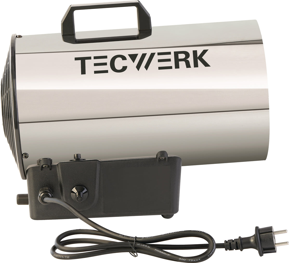 TECWERK Gasheizer 10 kW, 500 m³/h, 28 W – mit Druckminderer & Notabschaltung