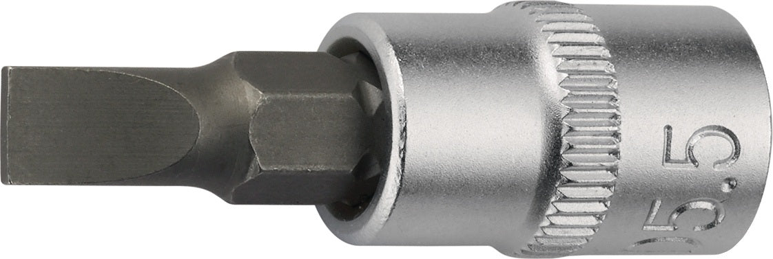 TECWERK Steckschlüsseleinsatz 1/4 Zoll Schlitz 4 mm, Länge 32 mm, CV-Stahl, DIN 3120