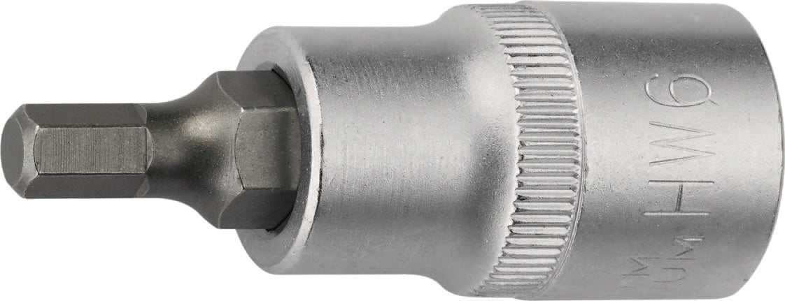TECWERK Steckschlüsseleinsatz 1/2 Zoll Innen-6-kant SW 4 mm, Länge 55 mm, Chrom-Vanadium-Stahl