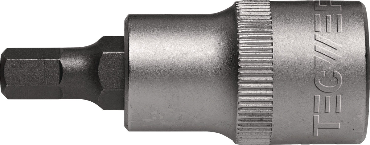 TECWERK Steckschlüsseleinsatz 1/2 Zoll Innen-6-kant SW 4 mm, Länge 55 mm, Chrom-Vanadium-Stahl
