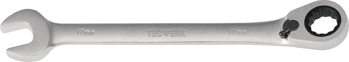 TECWERK Maulringratschenschlüssel 24 mm umschaltbar, 325 mm, 72 Zähne, CV-Stahl