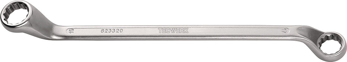 TECWERK Doppelringschlüssel 6x7 mm, tief gekröpft, CV-Stahl verchromt, 168 mm